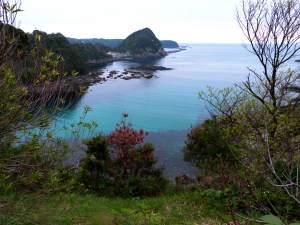 Blick vom Hotelgarten auf die Bucht bei Shimoda